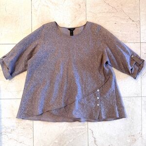 Ali Miles Women Plus Sz 3X Tan Textured Cotton Blend Tunic Top Metallic Shimmer